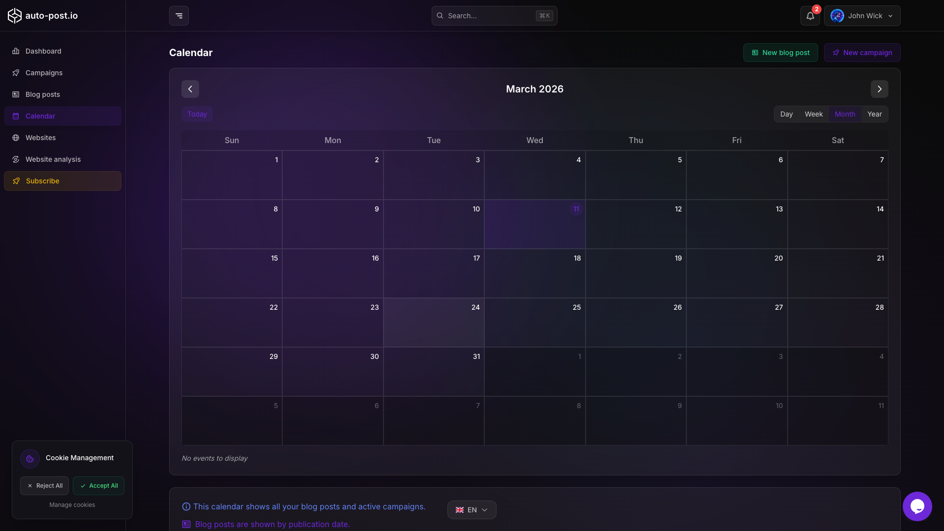 Calendar - auto-post.io