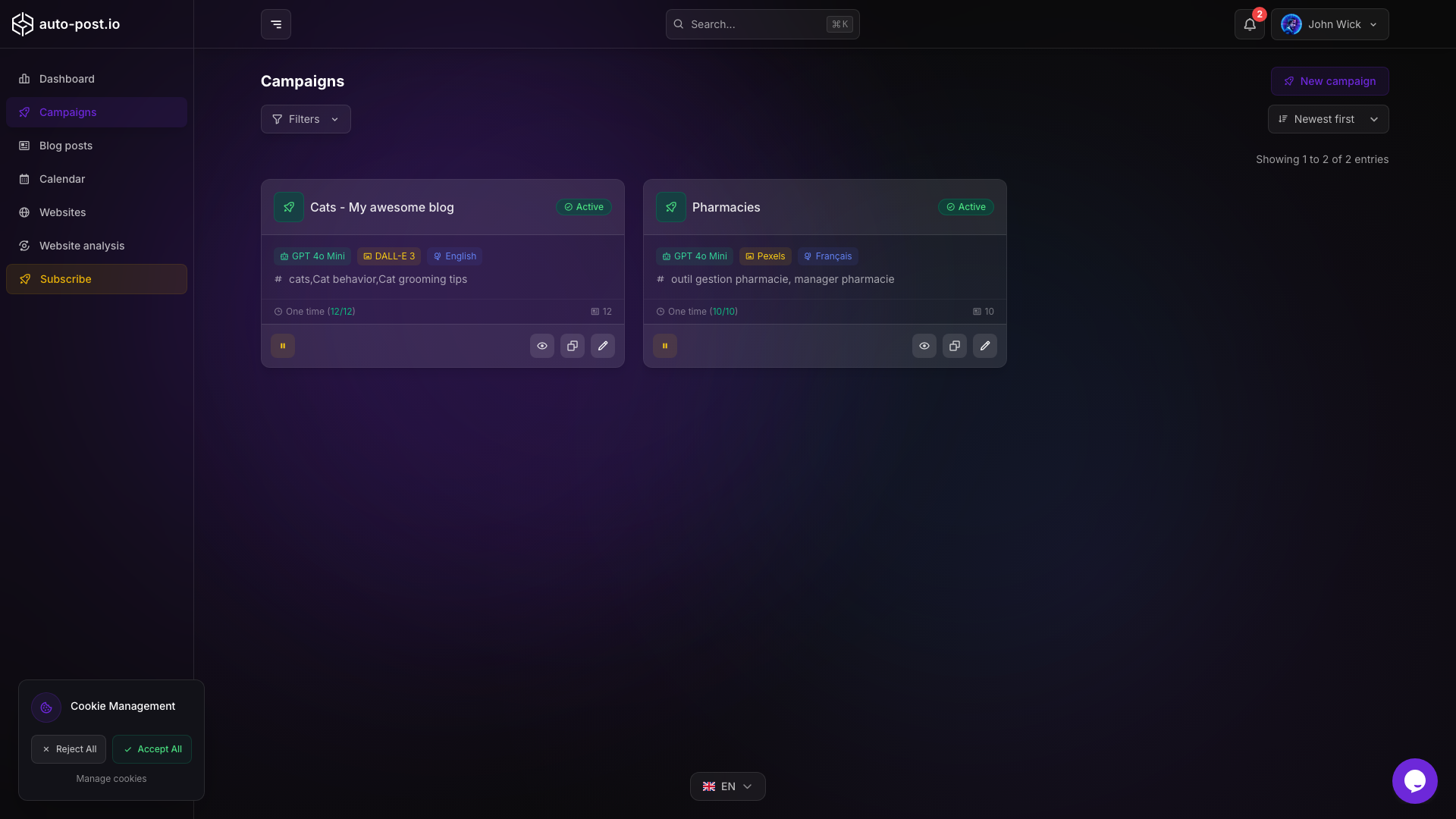 Campañas - auto-post.io